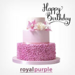 Classic 3 Layer Royal Birthday/Celebration Cake For 75 People, Select Your Design/Color - Royal Purple