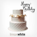 Classic 3 Layer Royal Birthday/Celebration Cake For 75 People, Select Your Design/Color - Biege-White