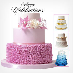 Classic 3 Layer Royal Birthday/Celebration Cake For 100-300 People, Select Your Design/Color