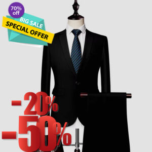 Thrift Luxury Formal Business 2 Pieces Men Suits Slim Fit Suit Black
