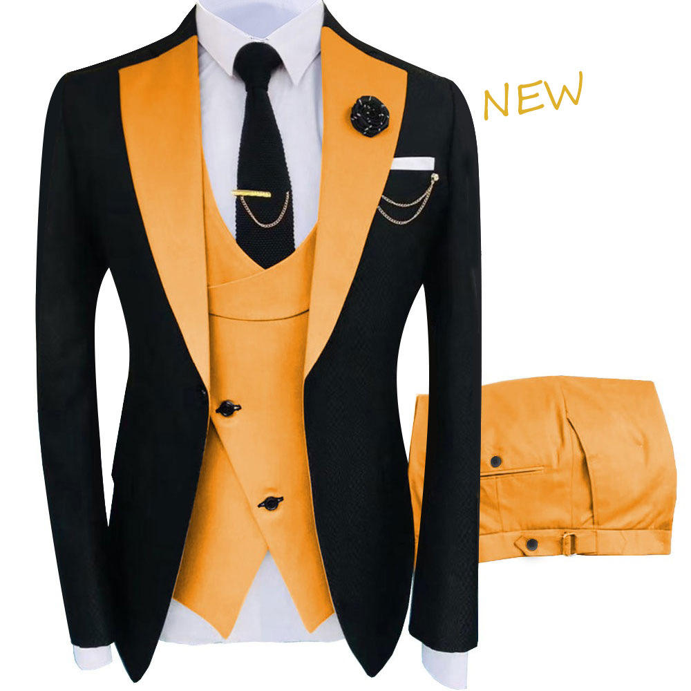 High End Men's 3 Pieces Formal Sets Slim Costume Homme Shawl Lapel Blazer Tuxedo Business Wedding Party Coat Suit +vest+pants