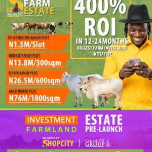 Shopcity Cattle Farm Estate, Ranch +Cow herd Inclusive, Pre-Launch Promo, Earn 200%+ Profit Yearly.