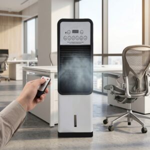 Portable Evaporative Cooling Tower Fan with Remote Control for Bedroom Living Room Office Use AC Power Source